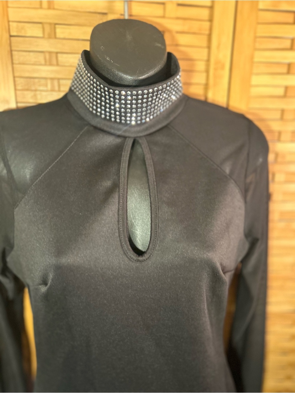 🐾2/$8- Black Studded Mock Neck Keyhole Bodycon Dress - Picture 7 of 15